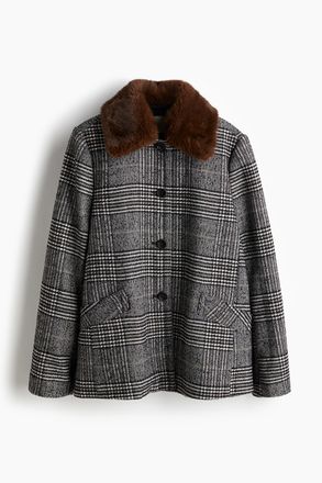 H&M Jacke aus Wollmix - Schwarz/Kariert