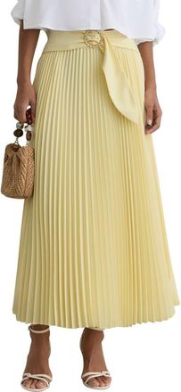Reiss Amelie Belted Pleated Skirt in Yellow at Nordstrom, Size 12