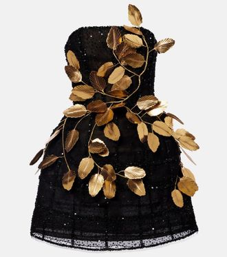 Oscar De La Renta Embellished sequined cocktail dress