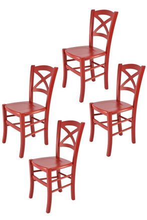 Tommychairs Tommychairs 4 Sillas Cross En Haya Lacado Rojo