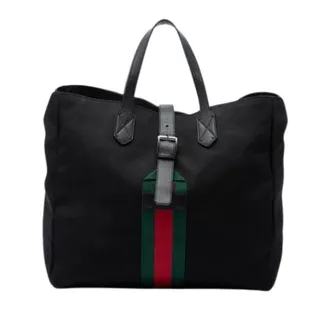 Gucci Pre-owned Canvas Tote Bag - Dames - Pre-owned - Zwart - Maat: ONE Size Leer