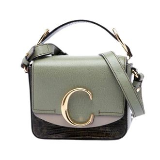 Chlo&eacute; Pre-owned Mini C Satchel - Dames - Pre-owned - Groen - Maat: ONE Size Leer