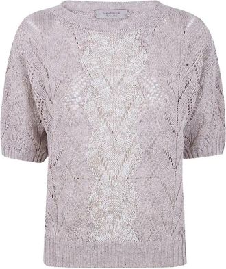 D.exterior D. EXTERIOR Braids Linen Crystals Round Neck Sweater