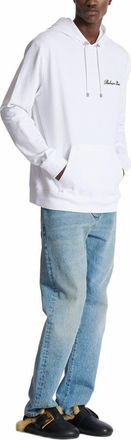 Balmain Signature Hoodie in White at Nordstrom, Size Xxx-Large