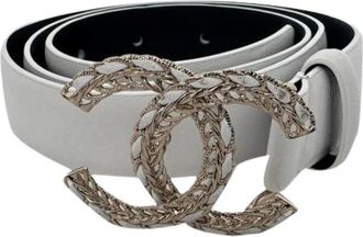 Chanel Pre-owned Chain Interlocking CC Logo Taille Riem - Dames - Vintage Accessoires - Grijs - ONE Size - Leer - Vintage