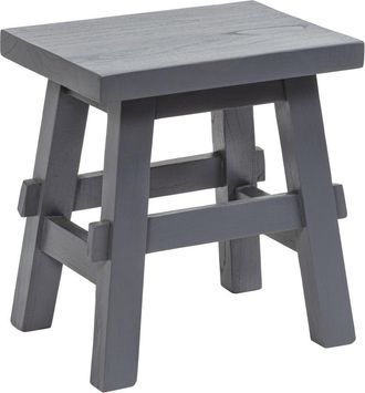 Jonathan Y Designs Revine Rustic Farmhouse Solid Mindi Wood Handcrafted Accent Stool in Dark Gray at Nordstrom