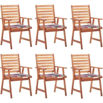 vidaXL Vidaxl - Sillas Comedor De Jard&iacute;n Y Cojines 6 Uds Madera Maciza Acacia