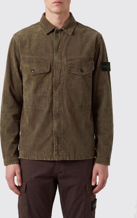 Stone Island Giacca a camicia in velluto di cotone con patch logo