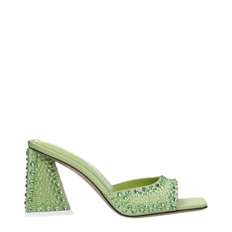 The Attico Green Satin Stiletto Heel Womens Sandals