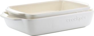 Crock-pot Artisan 2.5 Quart and 3.5 Quart Rectangular Stoneware Bake Pan Set in Cream
