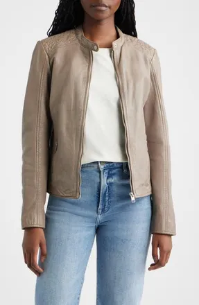 Mauritius Lily Leather Jacket in Taupe at Nordstrom, Size 13