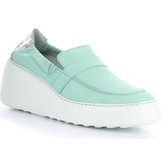 FLY London Duli Platform Wedge Loafer in 002 Mint/silver at Nordstrom Rack, Size 10Us / 40Eu