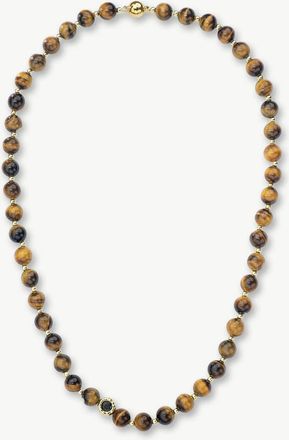Classicharms Morgan Natural Tigers Eye Beaded Necklace in Gold at Nordstrom