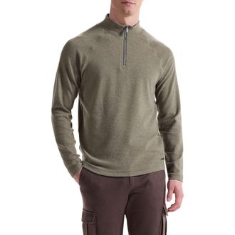 Bugatchi Brushed Cotton Blend Quarter Zip Pullover in Khaki at Nordstrom Rack, Size Small