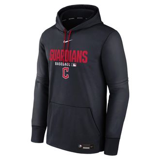 Nike Mens Cleveland Guardians Authentic Collection Nike Therma MLB Pullover Hoodie in Blue | NAC3195NGUA-RMG