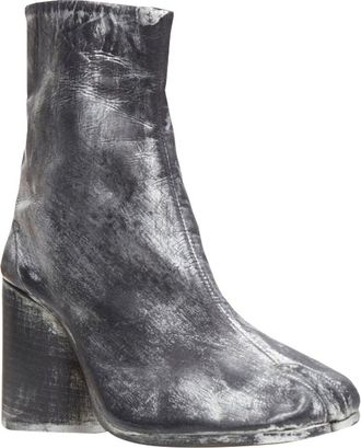 Maison Margiela Womens Leather Silver Hand-Painted Tabi Boot (Authentic Pre- Loved)