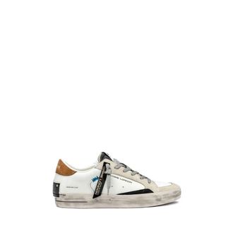 Crime London Schoenen, Heren, Wit, 40 EU, Su&egrave;de, Witte Leren Sneakers Su&egrave;de Inzetstukken