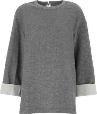 Carven Jt 305 Silk Cuff Sweatshirt - Dames - Sweatshirts - Grijs - XS - Katoen - Hoodies & sweatvesten