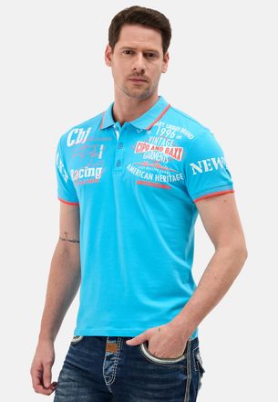 Cipo & Baxx Poloshirt CIPO & BAXX, Herren, Gr. 4XL, turquoise, Jersey, Obermaterial: 95% Baumwolle, 5% Elasthan, bedruckt, regular fit normal, Rundhals, B&uuml;ndchen 