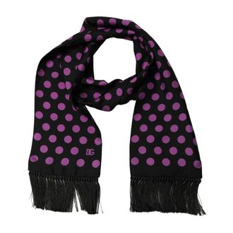 Dolce & Gabbana Pa&ntilde;uelo de Seda con Flecos de Lunares - Accessories - Hombre - Multicolor - ONE SIZE