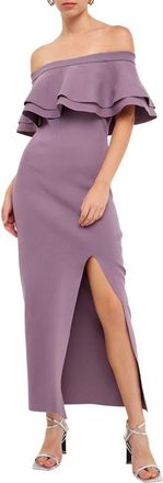endless rose Off the Shoulder Ruffle Maxi Sweater Dress in Dusty Lavender at Nordstrom, Size X-Small