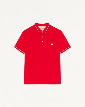 Valentino Cotton Piqu&eacute; Polo Shirt With VLogo Patch
