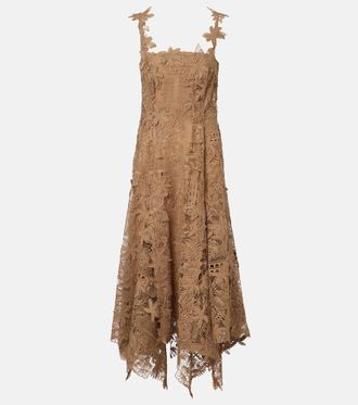 Oscar De La Renta Abito midi in pizzo guipure floreale