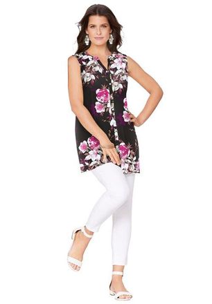 Roaman's Sleeveless Floral Big Shirt in Pink Romantic Rose at Nordstrom, Size 20