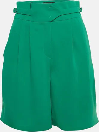 Emporio Armani Green Crepe Pleated Shorts