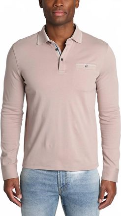 Jachs NY Luxe Cotton Long Sleeve Polo Shirt In Taupe