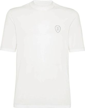 Brunello Cucinelli T-shirt met logo - Heren - T-shirts - Wit - L - Polyester - Tops