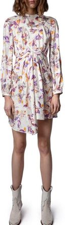 Zadig&Voltaire Rivage Floral Print Long Sleeve Dress in Toile at Nordstrom, Size Medium