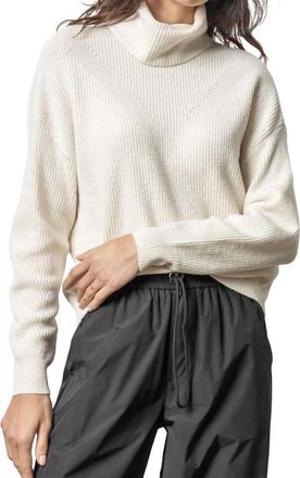 Lilla P Relaxed Ribbed Turtleneck Sweater In Off White