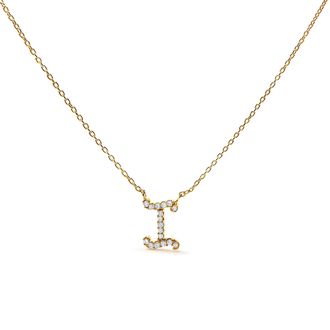 House of Brilliance 14K Yellow Gold Diamond Accent K Initial Script Style Pendant Necklace