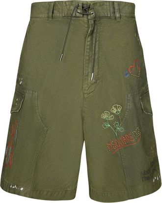 Dsquared2 Korte Broeken, Heren, Groen, L, Geborduurde Cargo Shorts
