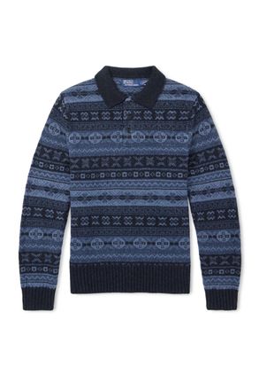 Polo Ralph Lauren Fair Isle Wool and Linen-Blend Polo Sweater