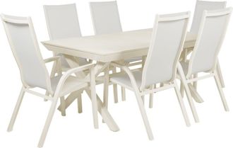 EDÈN JARDÍ Conjunto de mesas y sillas de jardín extensible blanco envejecido