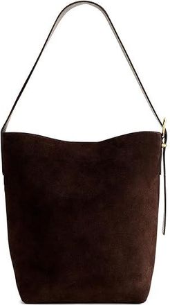 Madewell The Essential Bucket Tote in Suede Handbags Dark Carob, Leather/Suede