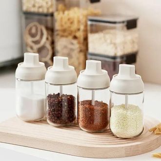 OEM Juego De 4 Piezas De Crezuo: Botella Transparente Antiderrame Para Condimentos, Frasco Herm&eacute;tico Para Especias, Recipiente Para Az&uacute;car, Sal Y Pimienta
