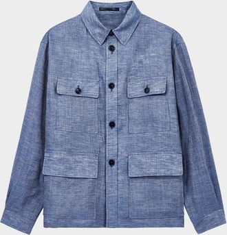 Giorgio Armani Men & apos;s Linen Flap-Pocket Field Jacket