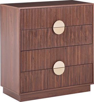 Beliani C&oacute;moda De 4 Cajones Estilo Moderno Frente Acanalado De Mdf Sal&oacute;n Dormitorio Marr&oacute;n Oscuro Numurkah