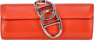 Herm&egrave;s Orange Leather Egee Clutch (Authentic Pre-Loved)