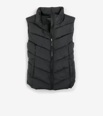 Cole Haan Womens Chevron Zip Front Vest - Black Size Medium