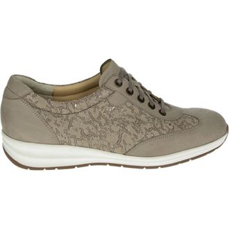 Durea Schoenen, Dames, Beige, 37 EU, Leer, Sportieve Lage Damesschoenen Taupe Nubuck