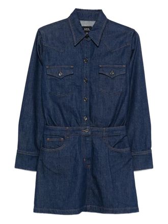 A.P.C. denim mini dress - Blauw