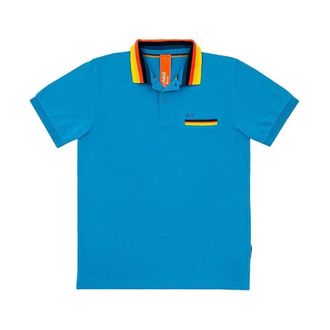 Sun 68 Polo Shirts, male, Blue, S, Blue Striped Collar Polo Shirt