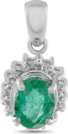 Luxury Bazaar Platinum 0.09ct Diamond and Emerald Pendant MF21-010626