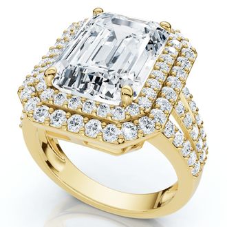 Pompeii3 Certified 6Ct Aria Emerald Diamond Engagement Ring 14k Gold/Platinum Lab Grown