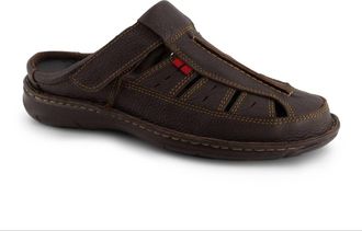 Andrea Mens Leather Clogs In Dark Brown