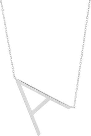 MAX + STONE 10k Yellow or White Gold Large Sideways Block Letter Initial with Cable Chain